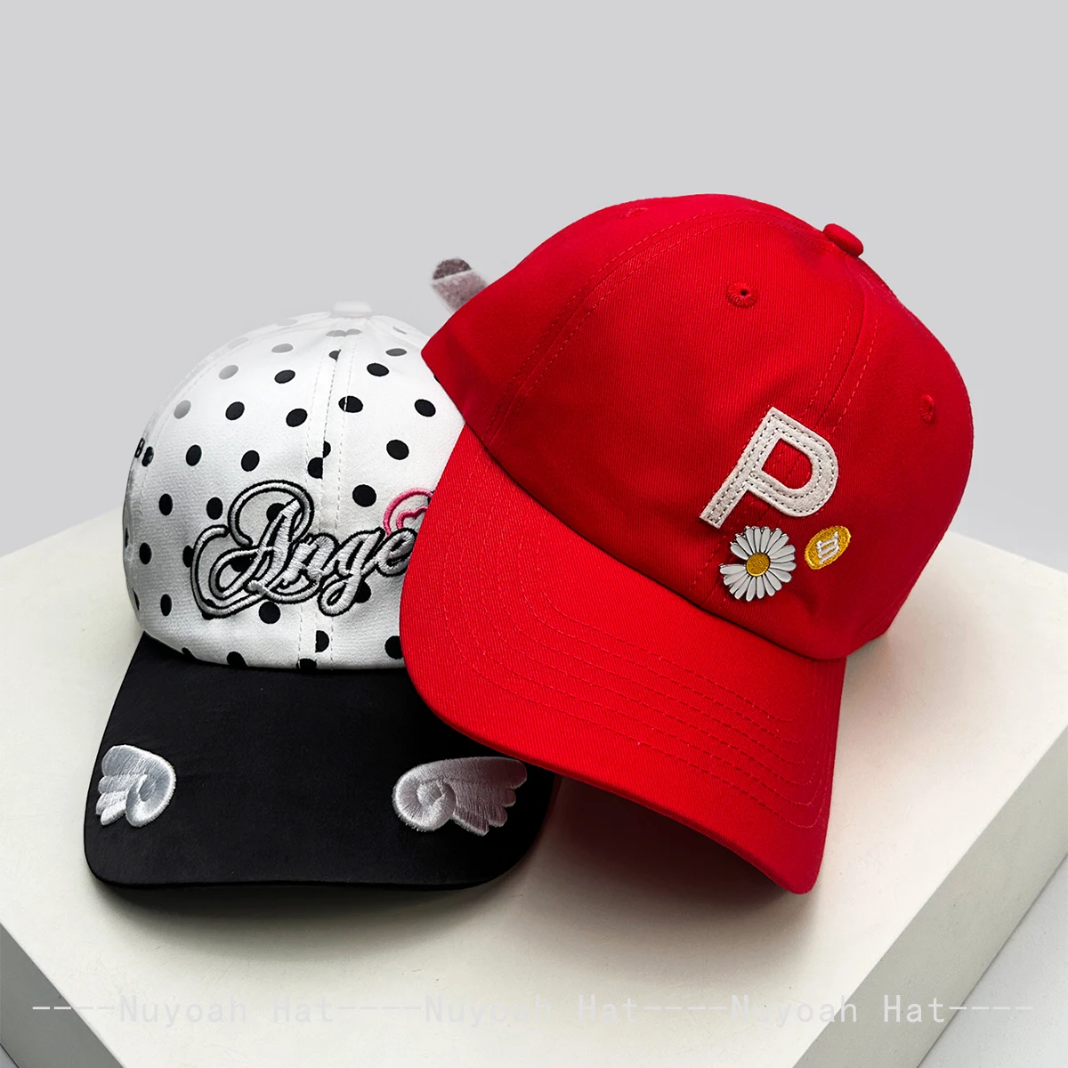 New Men Women Color Block Daisy Wing Letters Embroidery Baseball Hats Sunshade Polka Dot Versatile Niche Peaked Caps Fashion Ins
