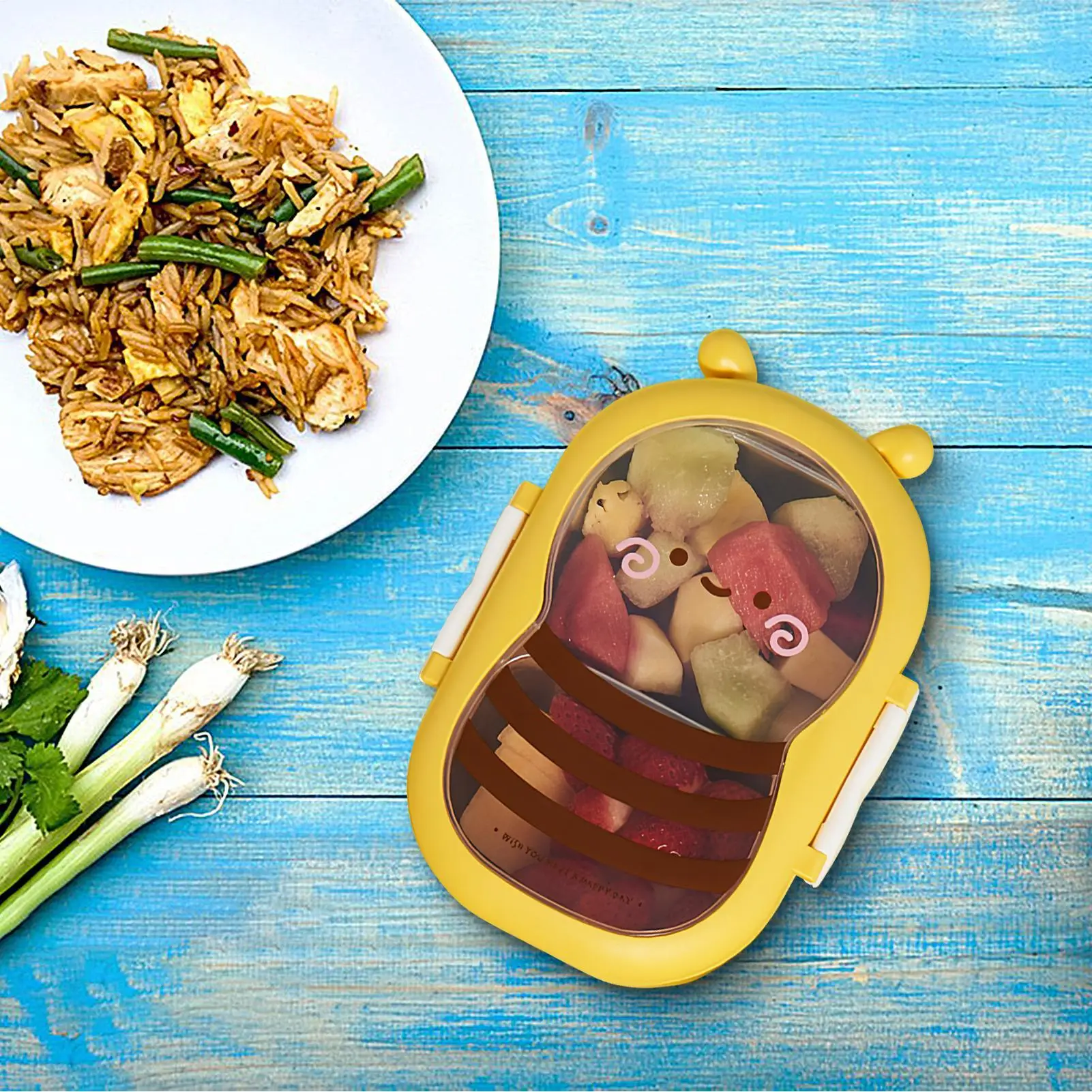 

Stainless Steel Lunch Box Lunch Containers for Adults 2-Compartment Bee Shaped Snack Storage Box for Preschool Camping School