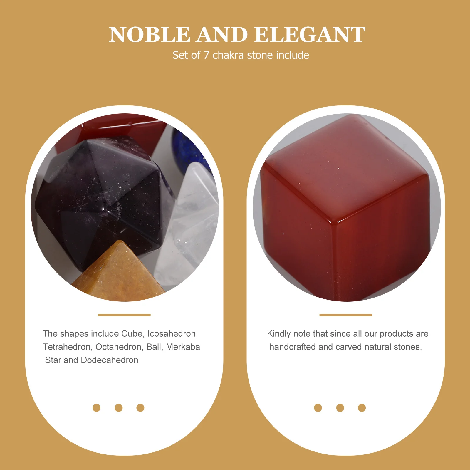 

7 Piece Crystal Decor Hand Carved Natural Stones for Chakra Healing Meditation and Spiritual Balance