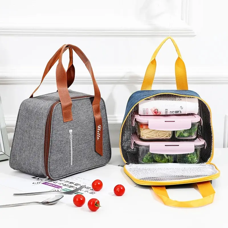 Portable Lunch Bag Lunch Box Insulated Canvas Tote Pouch School Bento Portable Dinner Container Picnic Food Storage