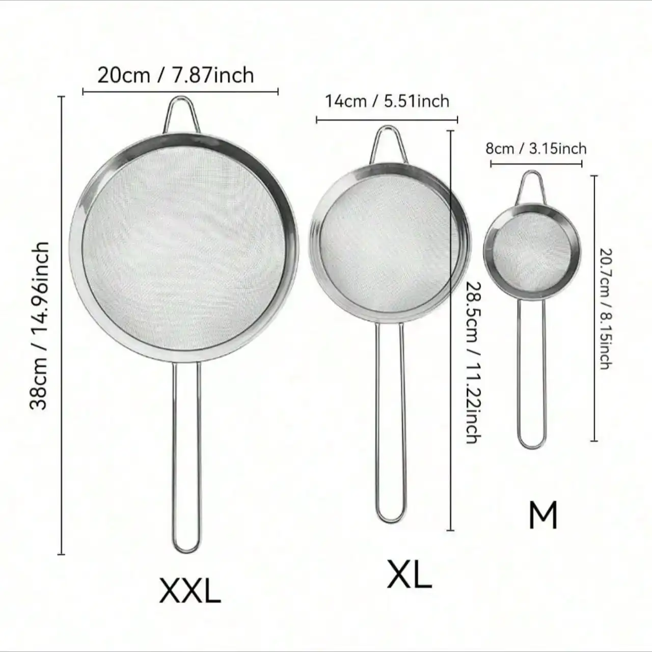 1pc/3pcs Fine Mesh Strainer, Stainless Steel Sieve Ladle, Multifunctional Kitchen Tool For Filtering Flour, Tea, Frying Oil, Coffee Powder, Juice, Cooking And Baking,Kitchen Strainer Set With Fine Mesh, Essential Kitchen Tools & Kitchen Accessories
