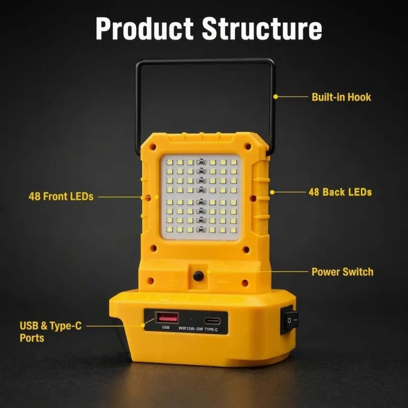 WCS-LED Outdoor Work Light For Lithium Battery Dual-Sided Hand Held Lantern Spotlight Camping Emergency Lighting