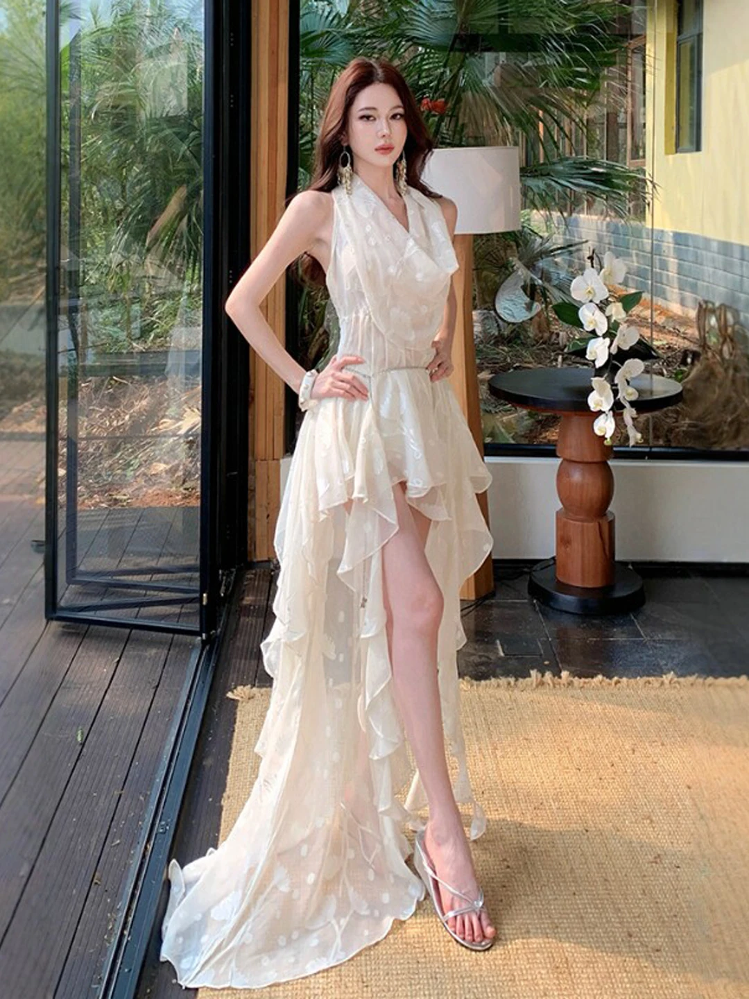 

Unique Design Off-Shoulder Halter Dress Beautiful Asymmetrical Skirt Cotton Summer Fashionable Women's Dress CityWalk Casual
