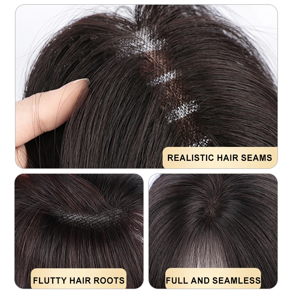 Poni rambut manusia asli 100% poni klip 360 ° pada poni Prancis wig untuk wanita dengan poni melengkung