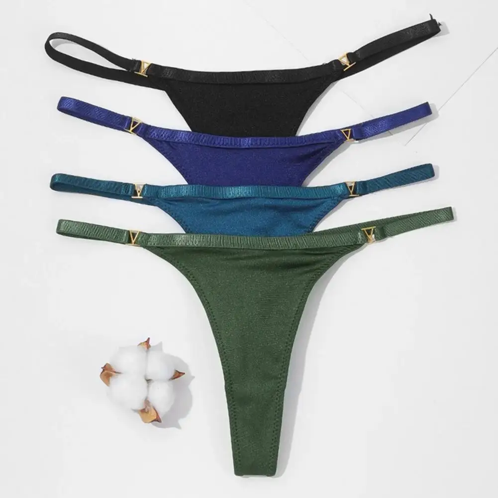 Women Thongs Thin Low Waist Solid Color Soft Breathable Anti-septic Seamless Moisture-wicking Quick-drying Lady Briefs Underpant