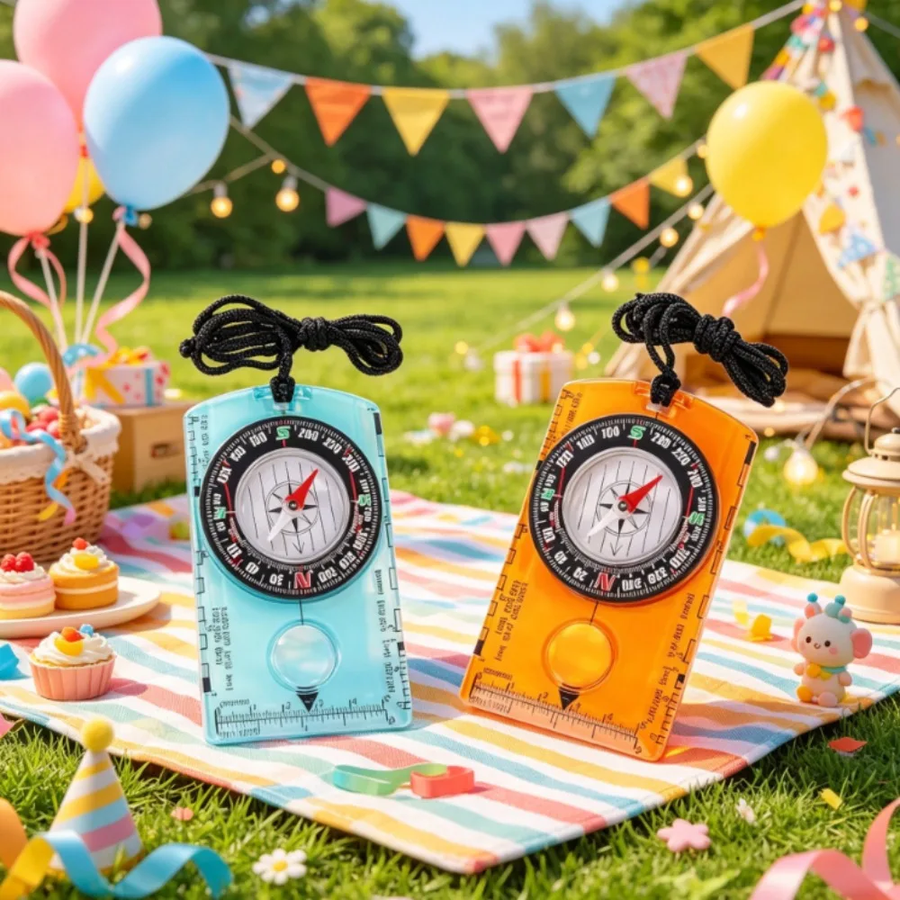2 Pcs Waterproof Compass with Magnifier Ruler Adjustable Declination for Hiking Camping Navigation Favors for Kids Birthday