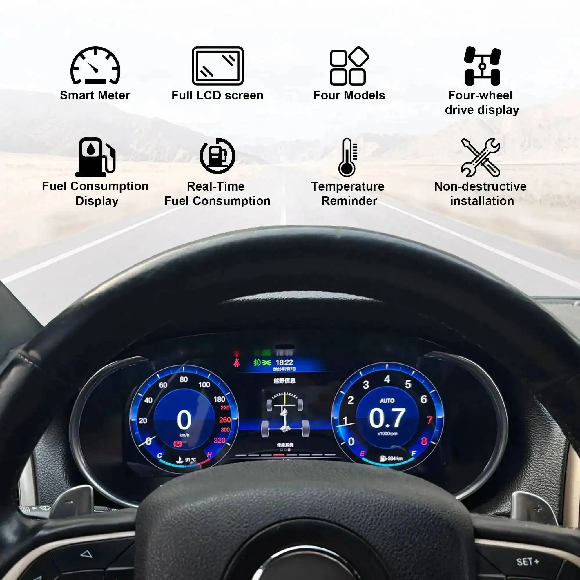 CarPlay 12.3 Inch LCD Instrument Cluster For Jeep Grand Cherokee 2014-2021 Digital Virtual Cockpit Dashboard Speedometer Panel