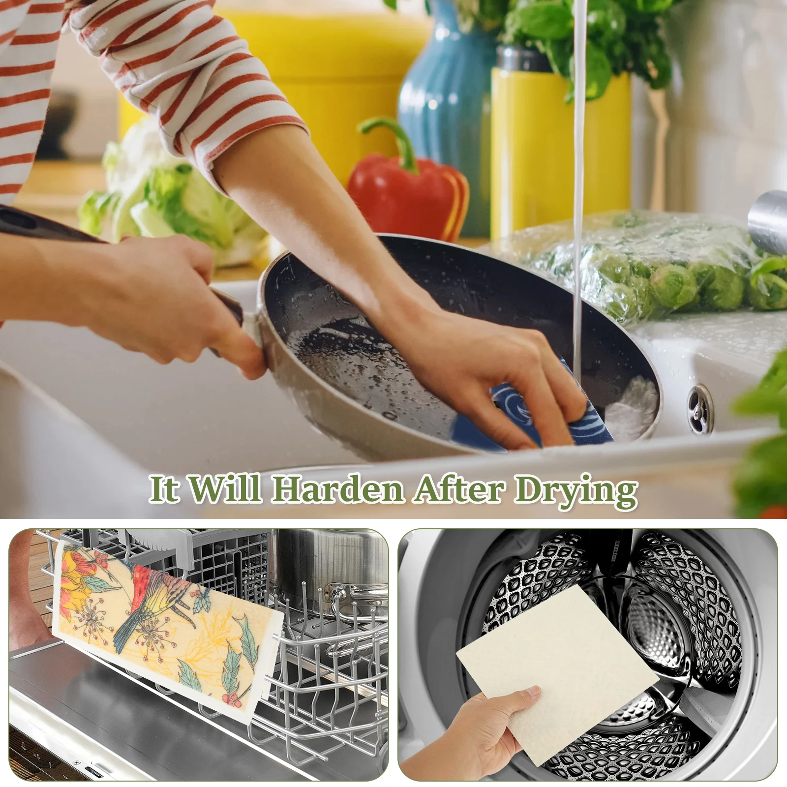 5/6/12PCS Kitchen Dish Towels Reusable Dishcloths Washable Kitchen Dish Rags  Absorbent Soft Cellulose Sponge Cloths 7.7*6.7inch