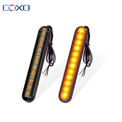 24LED Motorcycle Turn Signal Mini LED Light Strip Flowing Water License Plate Light Rear Brake Stop Lamp Tail Indicator DC 12V