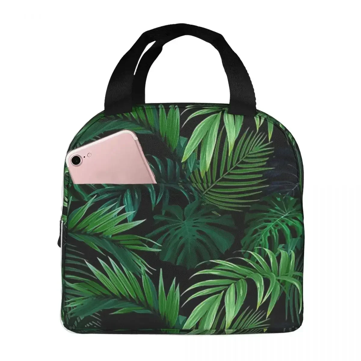 Jungle Leaves Insulated Lunch Bags Resuable Picnic Bags Thermal Cooler Lunch Box Lunch Tote for Woman Work Kids School