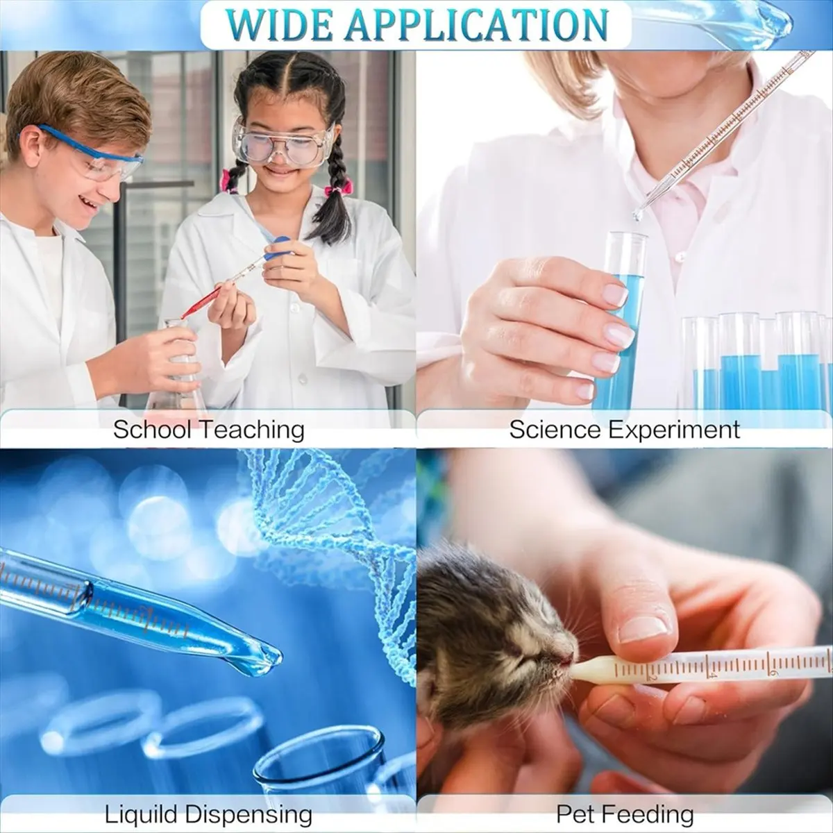 New 10ml Glass Pipette Dropper Lab Graduated Dropper Glass Liquid Pipette with Cleaning Brush for Liquid Essential Oil