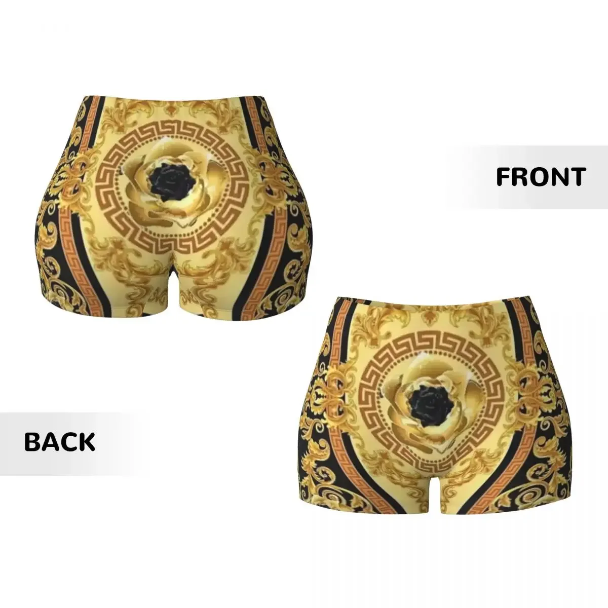 Custom Luxury European Floral Pattern Yoga Shorts Women Gym Workout Running Athletic Volleyball Biker Shorts