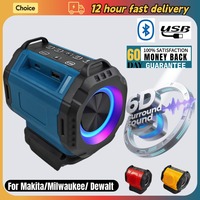Bluetooth Speaker For Milwaukee/Makita/Dewalt/Bosch 18V 20V Battery With USB Type-C Port Charge Player Loudspeaker Amplifier