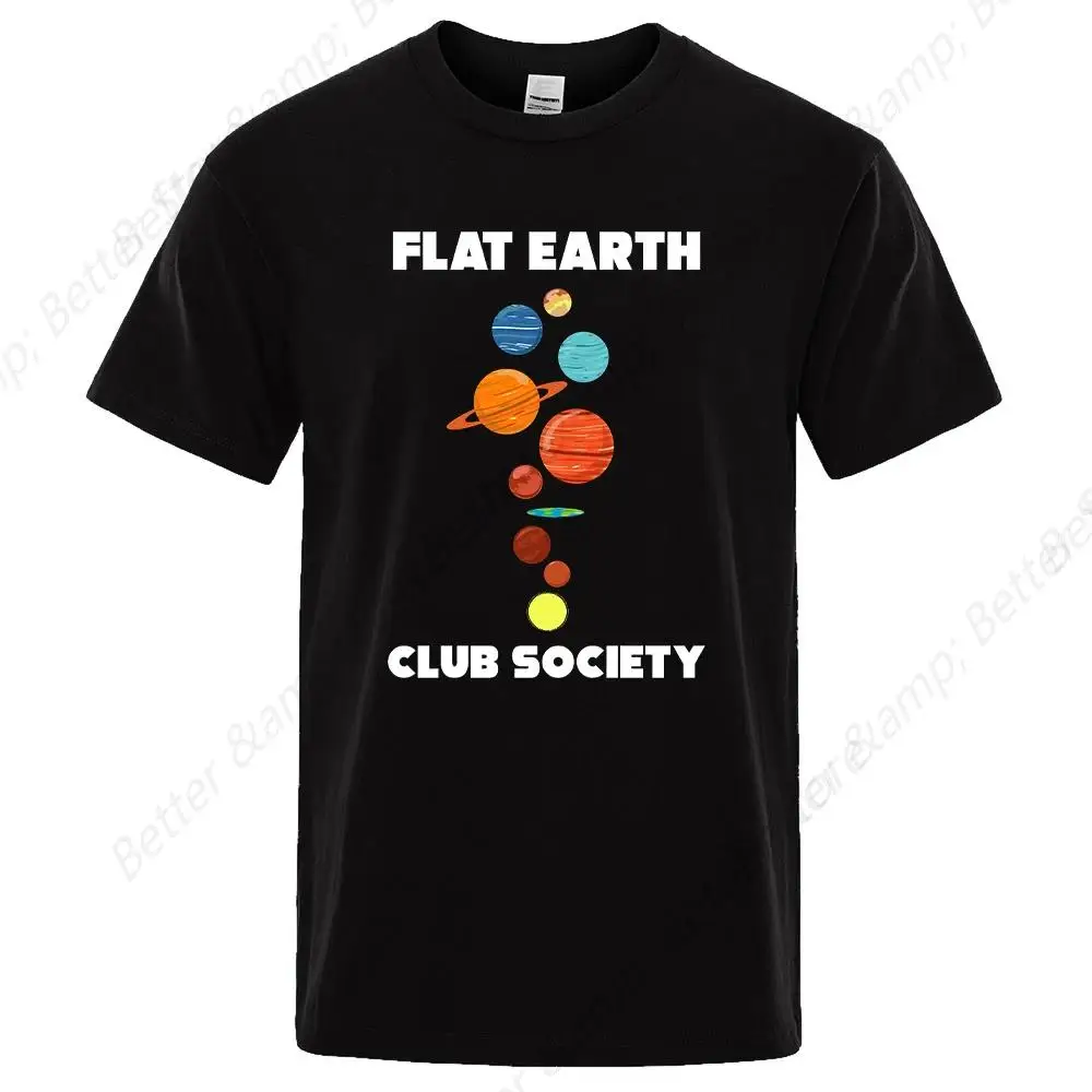 Flat Earth Club Society Printed Men's T-shirt Fashion Comfortable Clothing Loose T-shirts Man Short Sleeve Tshirts