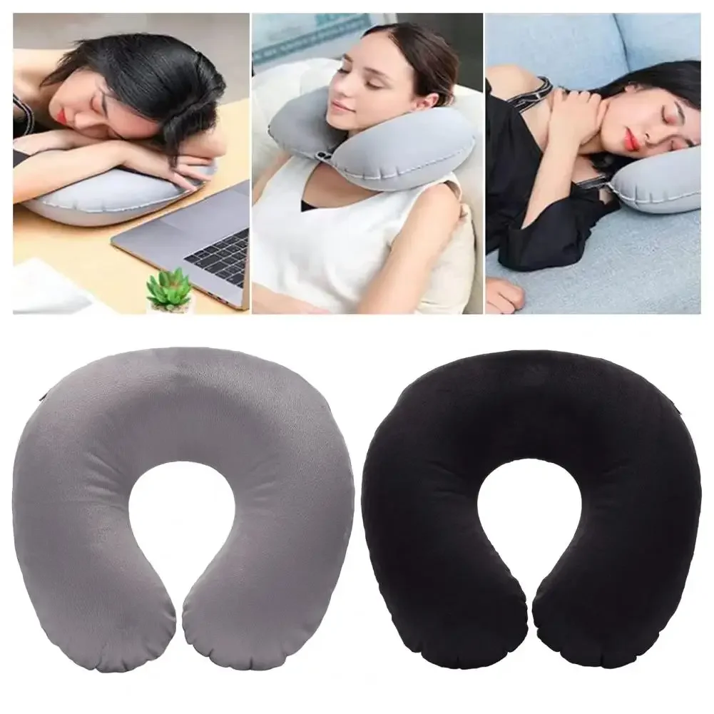 Almohada inflable para el cuello en forma de U, espuma viscoelástica para aliviar la fatiga, reposacabezas Ideal para viajes y vuelos, cómodo cojín de soporte para dormir