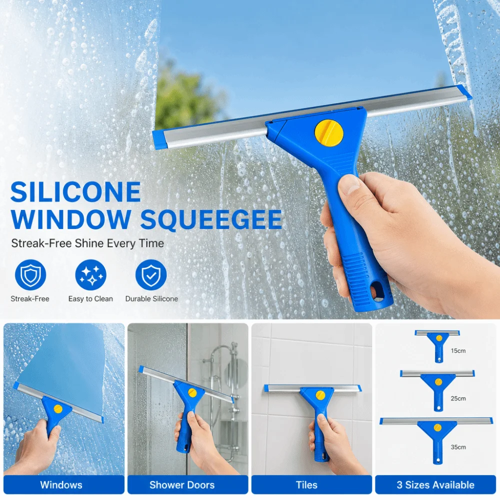 Durable Silicone Window Squeegee Multi-Purpose Streak-Free Cleaning Scraper Clean Tool Glass Wiper for Car