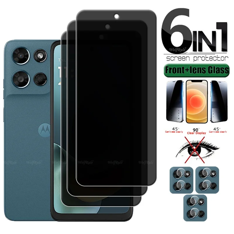 6in1 لـ Moto G Play 2026 زجاج موتورولا Moto G Play 2026 زجاج الخصوصية 9H واقي شاشة مضاد للتجسس Moto G Play 2026 زجاج عدسة #1