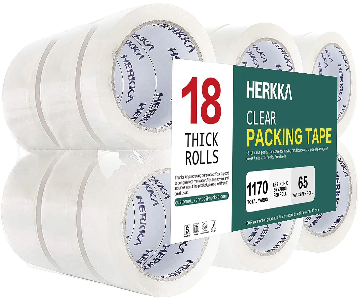 

Clear Packing Tape, 18 Rolls Heavy Duty Packaging Tape for Shipping Packaging Moving Sealing, Thicker Clear Packing Tape