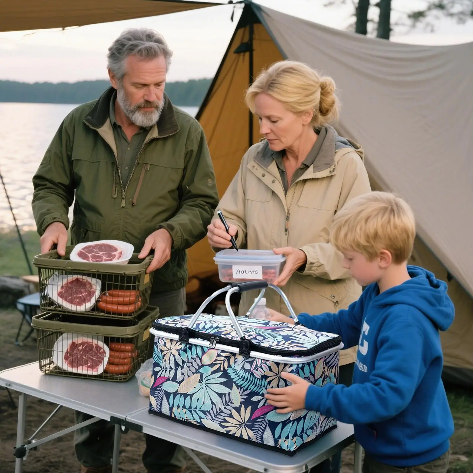 Cestino della spesa con manici Cestino del mercato pieghevole Borsa da picnic Borsa termica riutilizzabile da 30 litri per cibo da viaggio su strada per la pesca all'aperto