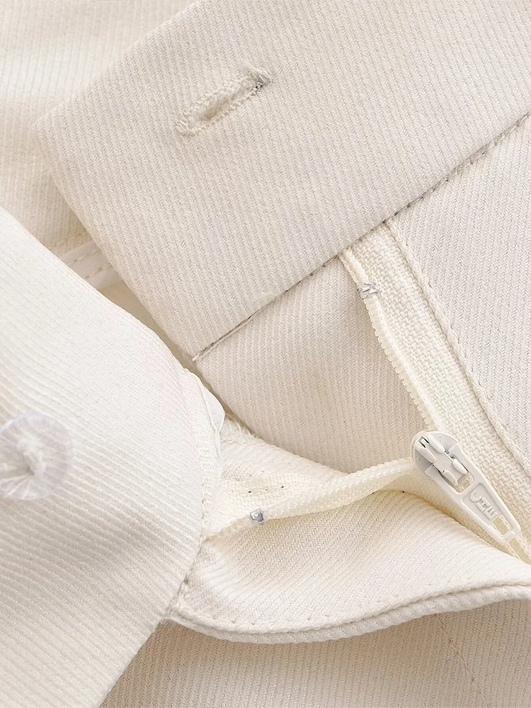 

HH Spring Women 2 Piece Set Lapel Double Breasted Casual Long Sleeve Short Blazer+Pockets High Waist Zipper Straight Leg Pants