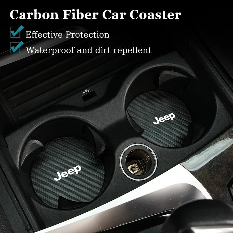 2Pcs Car Coaster Water Cup Pad Cushion Accessories For Jeep Renegade Grand Cherokee Compass Patriot Wrangler Trailhawk Rubicon