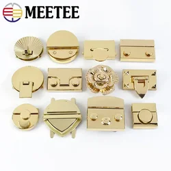 1Pc Meetee Metal Clasp Turn Lock Twist Locks Round Rectangle Bag Decor Buckles DIY Handbag Purse Hardware Replace Accessories