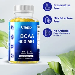 BCAA Gummies - Branched Chain Amino Acid Supplements -600mg-60 Servings of Pure Pectin Gummies Per Serving