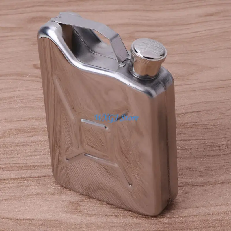 37JE 5oz Stainless Steel Jerry Can Hip Flask Liquor Whisky Pocket Bottle Men Gift