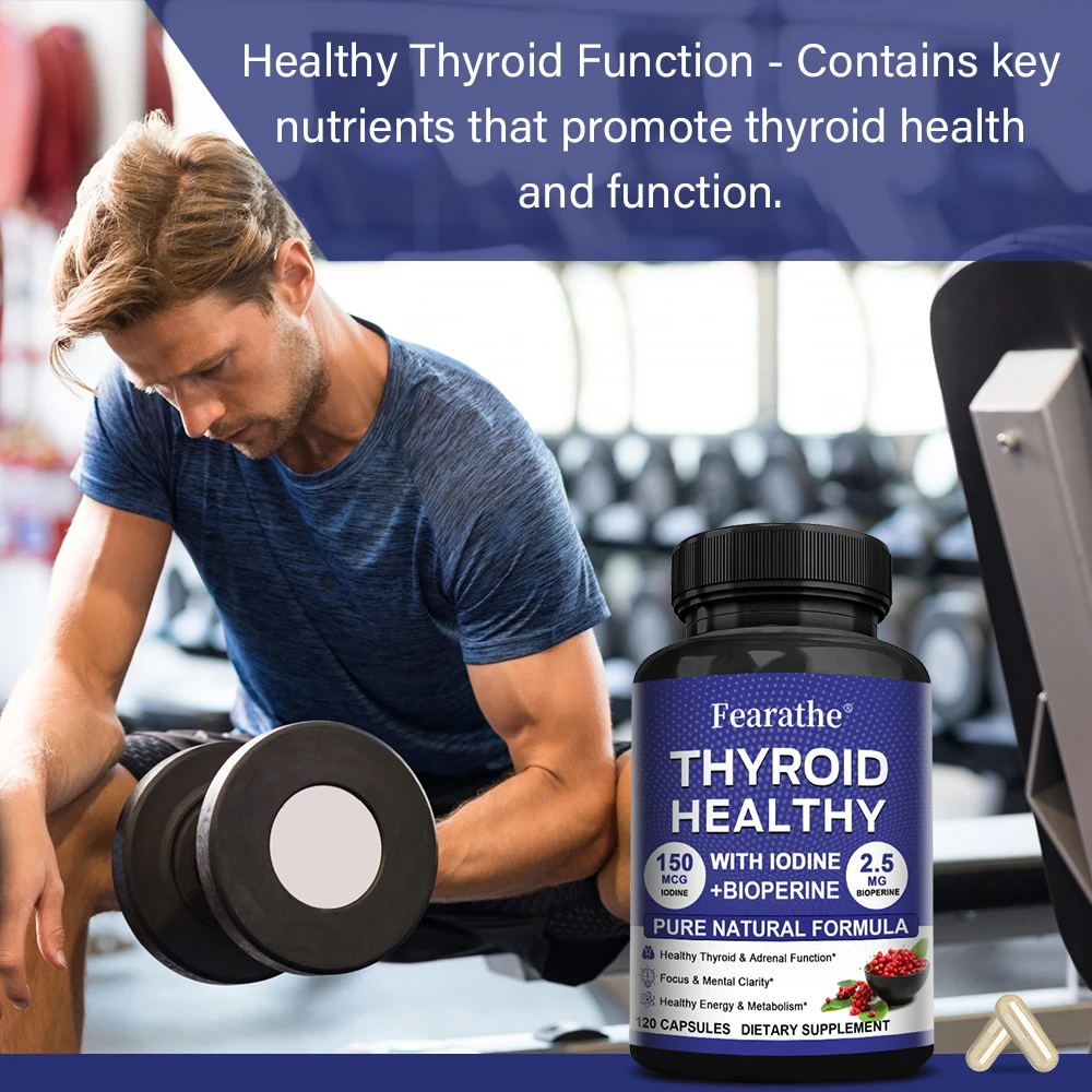 

Thyroid Support Supplement with Iodine, L-Tyrosine, Selenium, Ashwagandha & B12 - Metabolism, Energy, Focus & Cognitive Health