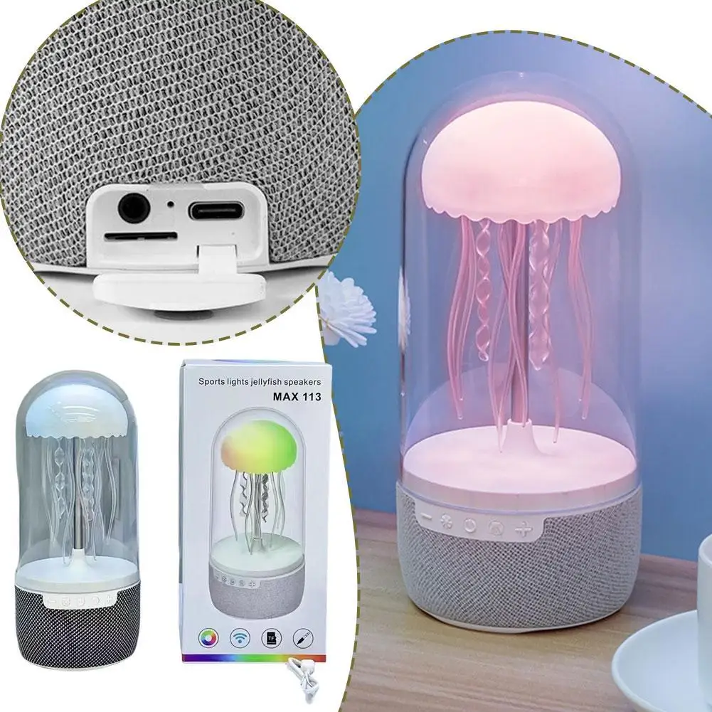 Altavoz de medusas, lámpara de estado de ánimo de medusas con Altavoz Bluetooth, altavoz LED que cambia de Color, Bluetooth, tarjeta USB TF, interfaz auxiliar