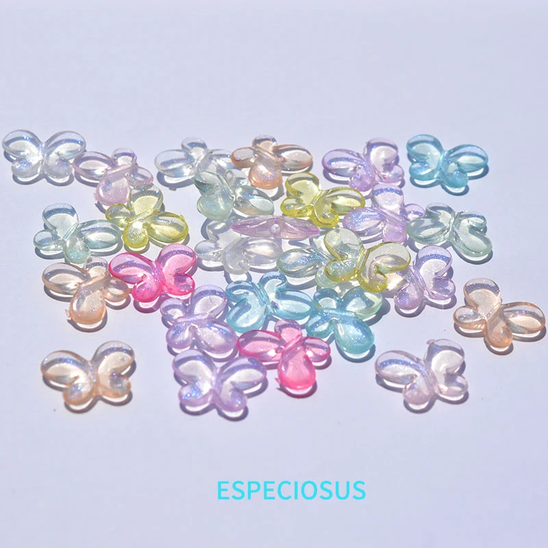 Transparent Multi Color Cute Butterfly Acrylic Beads Earring Charms Glittering Spacer Necklace Accssories DIY Jewelry Department