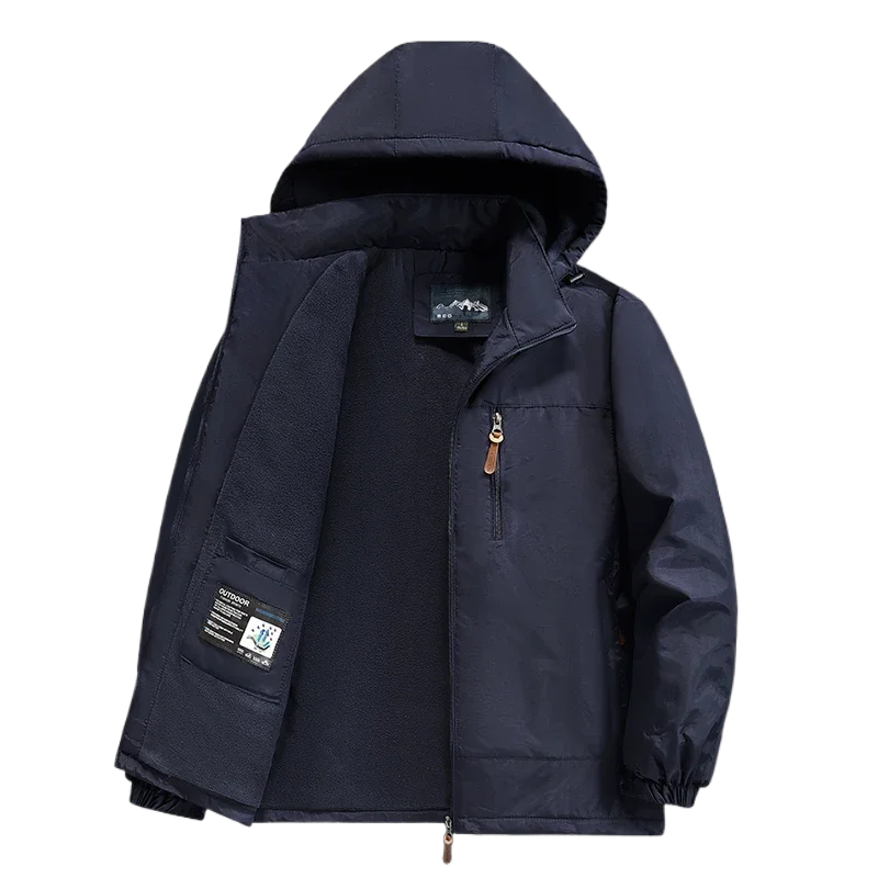 New Male Autumn Winter Thicken Jacket Hooded Detachable Outdoor Mountaineering Windproof Down Jacket Fleece Fashion Loose Coat