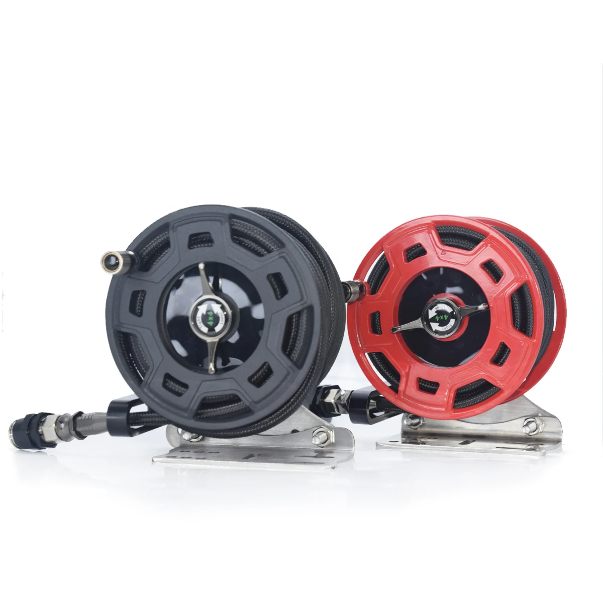 Pneumatic hose reel, stainless steel bracket, aluminum body, all-terrain manual crank