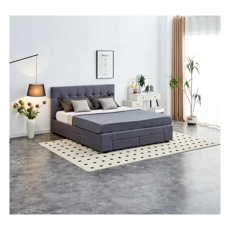 High quality luxury modern upholstered bed with storage queen platform bed