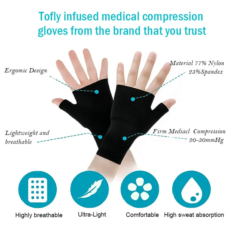 1/2Pcs Compression Wrist Support Elastic Sports Wrist Thumb Gloves Hands Protector For Carpal Tunnel Arthritis Fatigue Typing