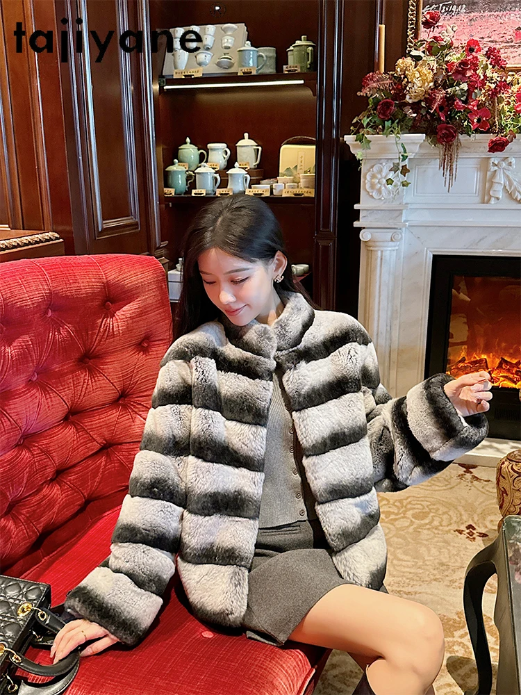 معاطف فرو أرنب ريكس الطبيعية لعام 100% معطف نسائي قصير بياقة واقفة معطف فرو حقيقي ملابس شتوية للنساء 2025 سترة فروي شبابانا نسائية
