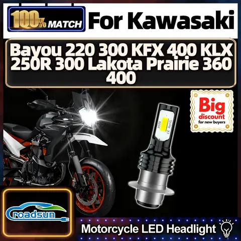 ROADSUN 가와사키 바이유 220 300 KFX 400 KLX 250R 300 라코타 프레리 360 400 1X 오토바이 헤드라이트 전구 하이/로우 모토 헤드램프