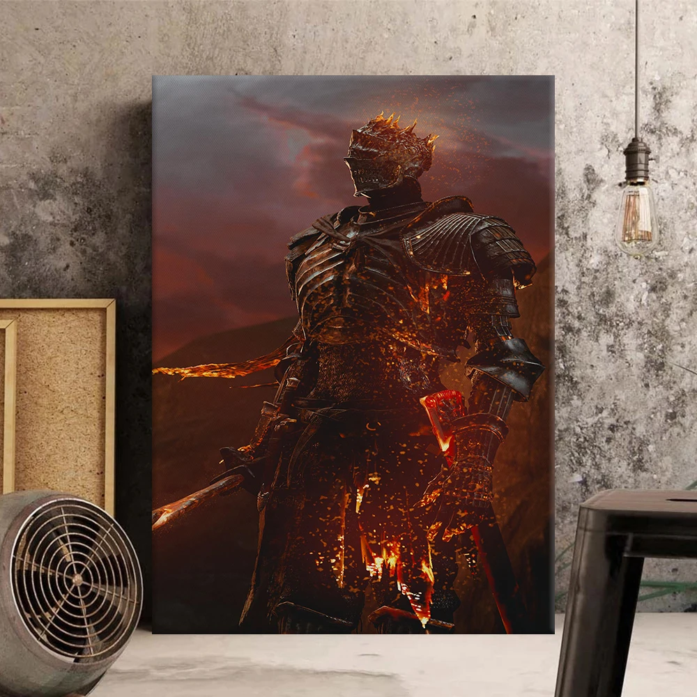 D-Dark Souls Poster Canvas Wall Art Print Soulsborne Decorative Painting for Home Decor & Gifts Unframed