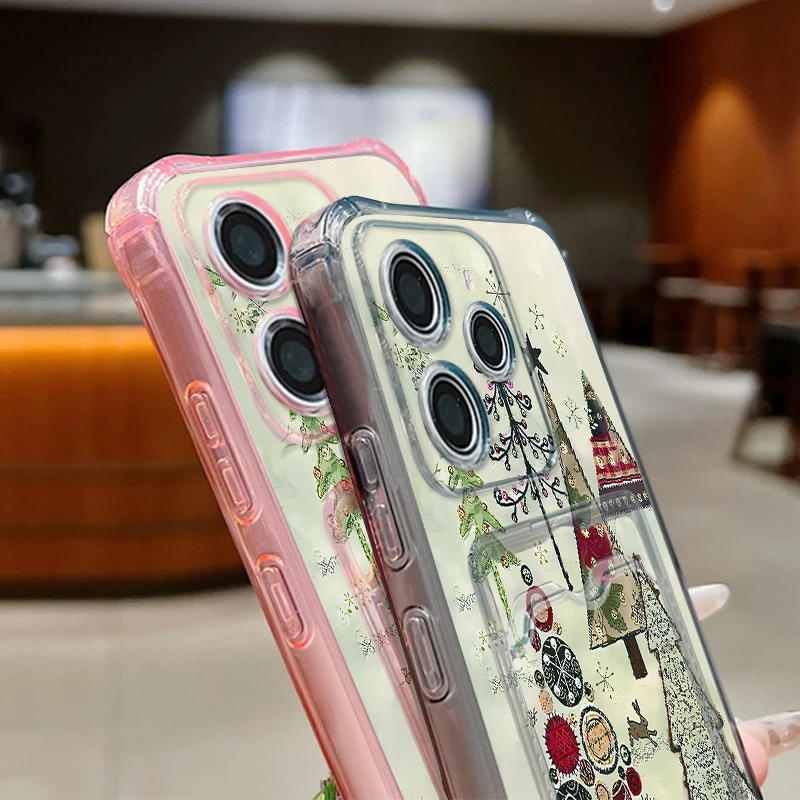 حافظة لهاتف شاومي ريدمي نوت 14 برو بلس 5G نوت 13 12 برو 14C 13C 4G شجرة عيد الميلاد مطبوعة غطاء خلفي ناعم من البولي يوريثان #3