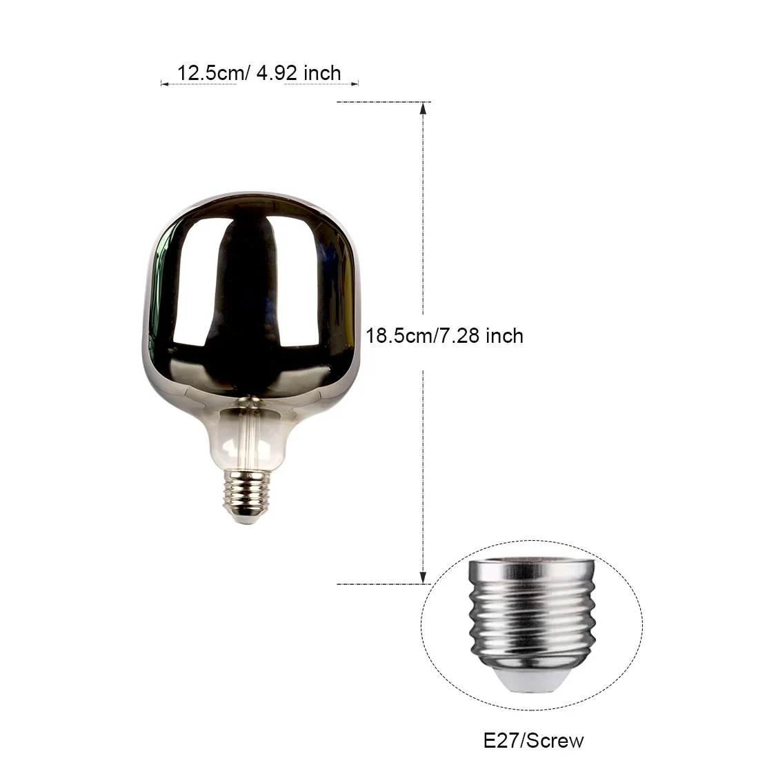電気メッキミラーグレー 5W 220-240V LED スパイラルフィラメント電球、ヨーロッパ標準 E27 ランプホルダー、暖色光 2700K、省エネ
