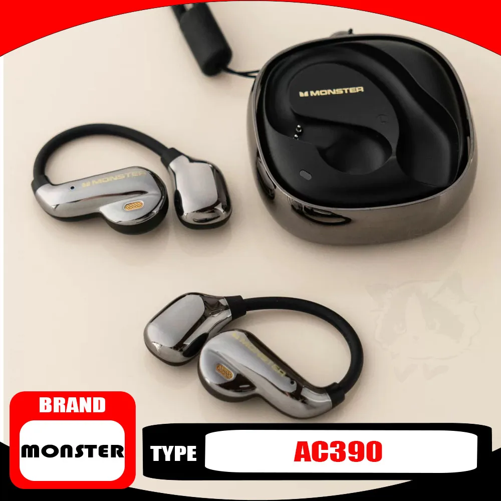Monster AC390 Open Ear Hook Bluetooth Earphone DNC Noise Cancelling Wireless Headphones Sensitive