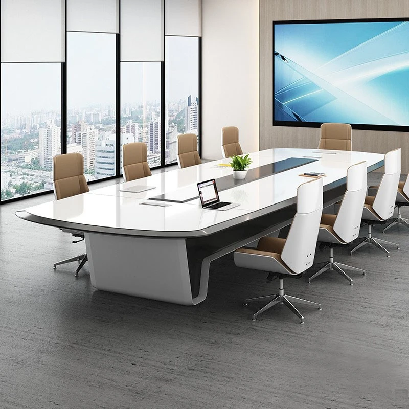 طاولة طويلة للمؤتمرات الراقية، غرفة اجتماعات بسيطة وحديثة، أثاث مكتبي فاخر وخفيف الوزن