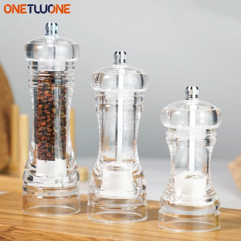 Pepper Grinder Mill  Salt and Pepper Transparent spice grinder Shakers Adjustable Coarseness Kitchen Cooking Tools