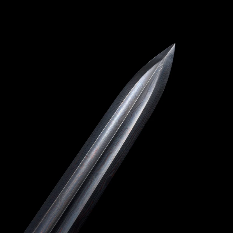 Medieval Han Jian Sword Folded Steel Black Blade Real Handmade Full Tang Sharp Ready Battle Samurai Swords Dragon Kongfu Katanas - view 3