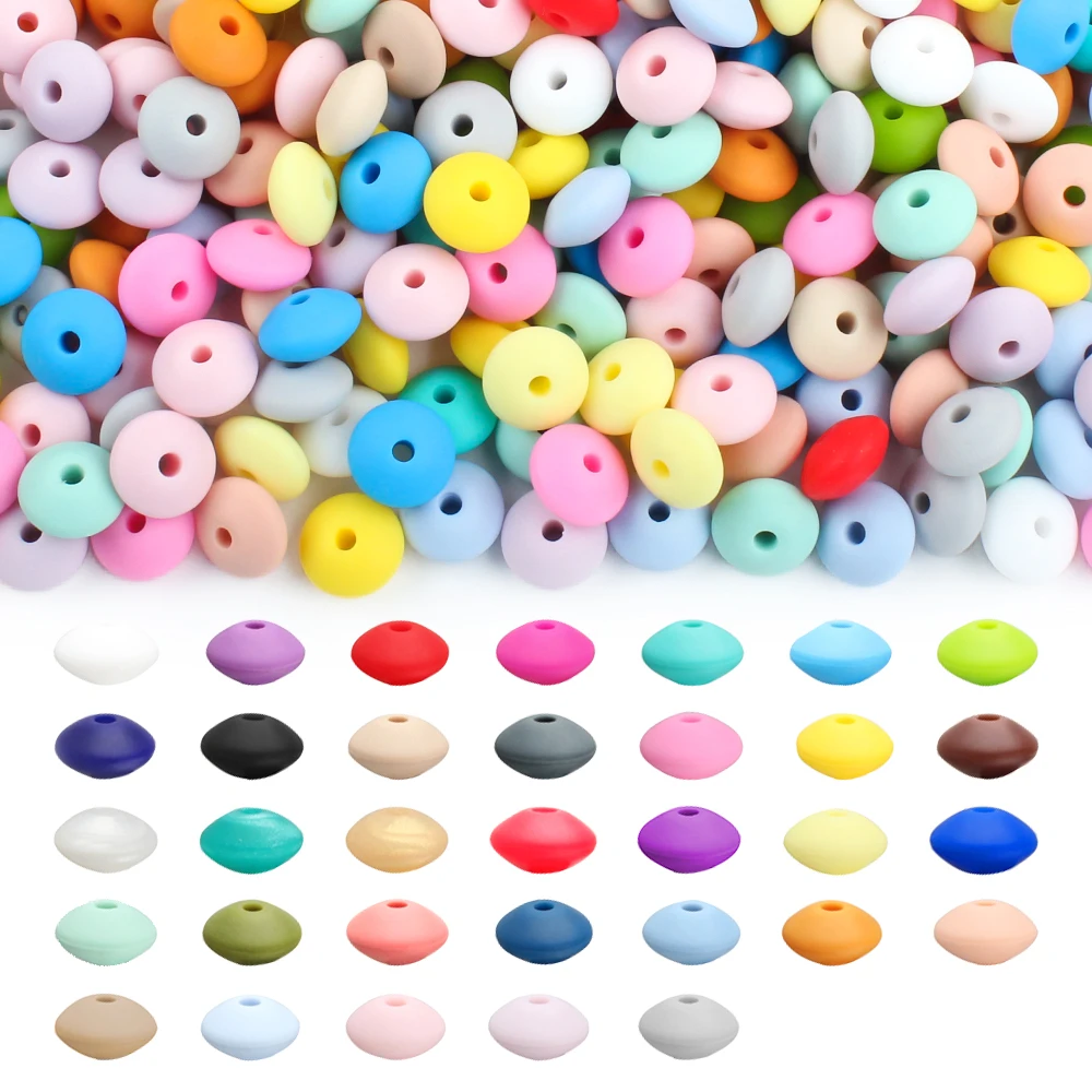 

25pcs 12mm Baby Silicone Teething Lentil Beads Newborn Pacifier Chain Pearl DIY Teether Necklace Jewelry Oral Care Toys BPA Free