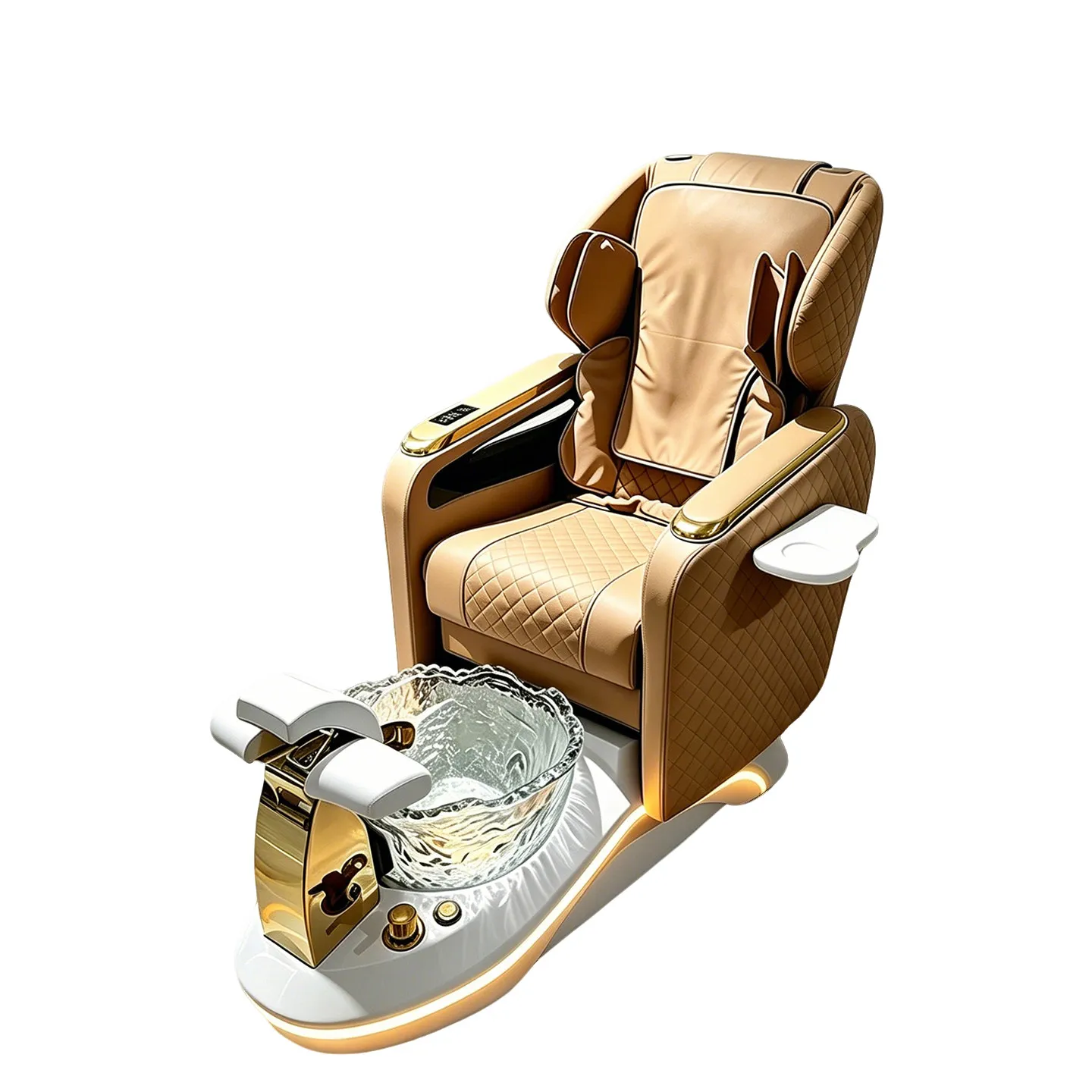 Luxury Electric Reclining Pedicure Spa Sofa Chair With Foot Bath Nail Care Massage Function And Multicolor LED Lights