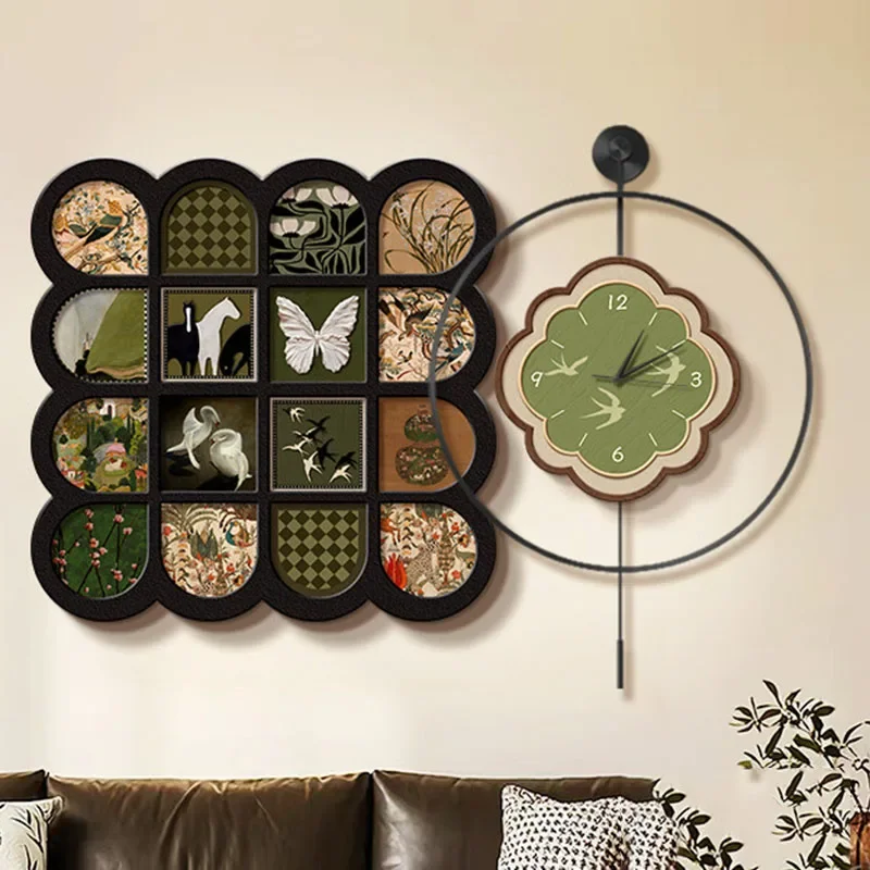A*-Big Size Vintage Wall Watch Aesthetic Wooden Interior Living Room Fashion Wall Clocks Creative Design Home Decoration./