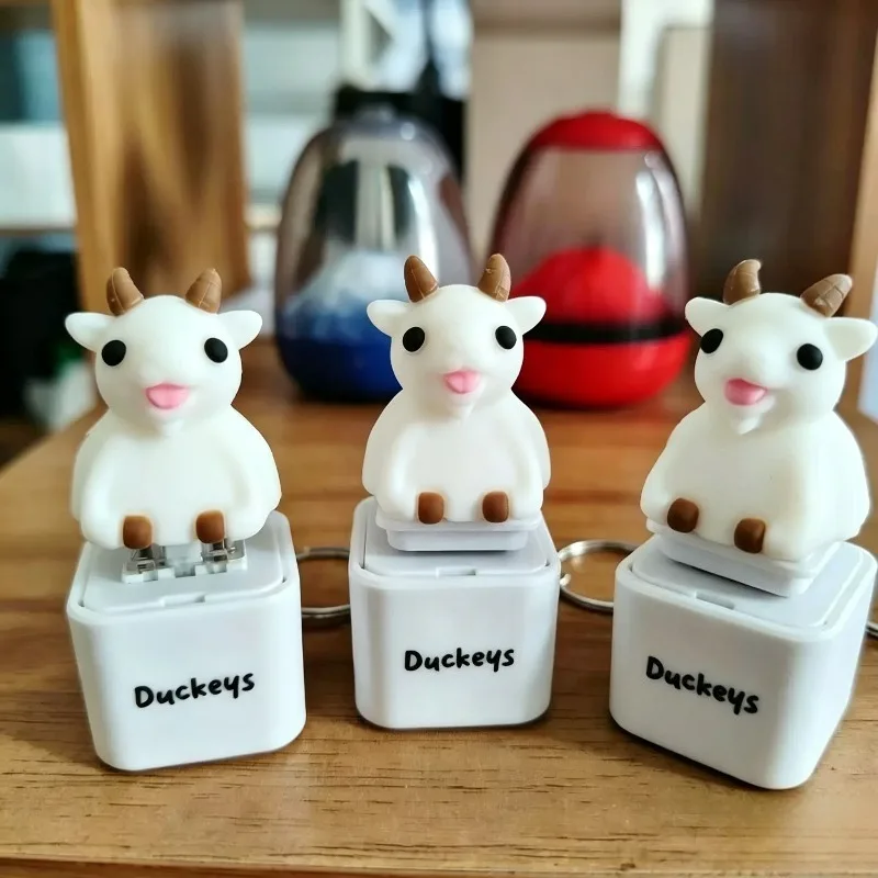 Funny Goat Sound Voice Keychain LED Lights for Women Men Relieves Stress Keyrings Luminous Sound Voice Sheep Knocker Pendants
