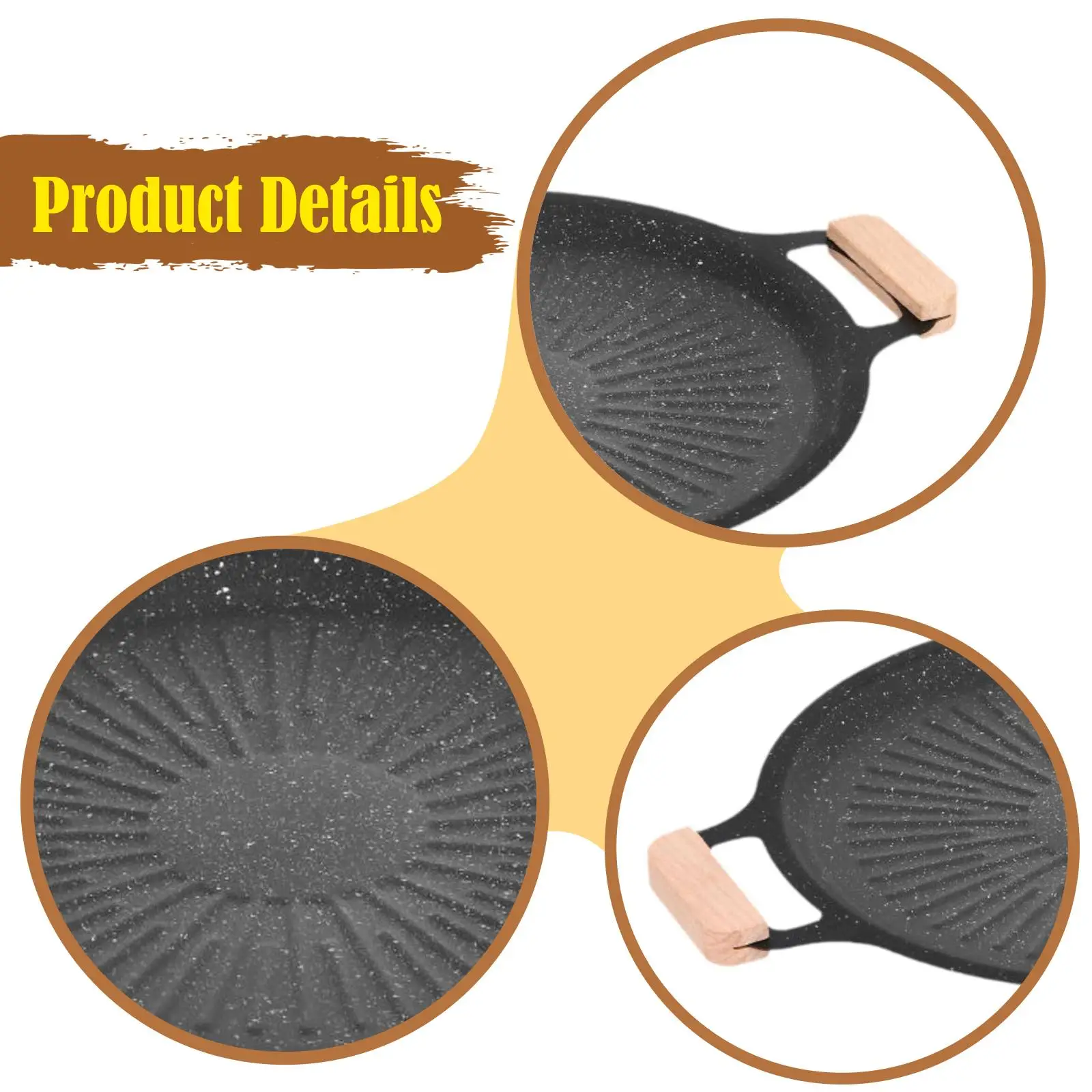 Grilling Pan Steak Pan Round Iron Practical Nonstick Multifunctional Cookware