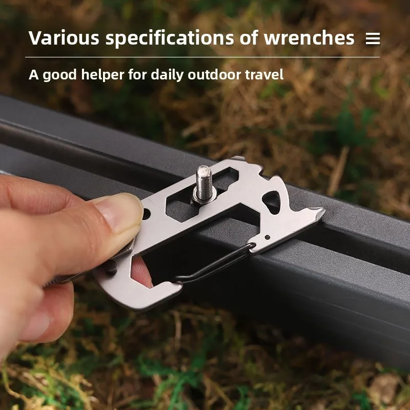 GHK EDC Outdoor Tools Carabiner Clip Bottle Opener Keychain Ring Stainless Steel Multifunction Card Gadget Tool Camping Survival